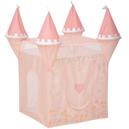 Cort de joaca pentru copii tip castel, pop-up, cu ferestre, roz, 130x78x78 cm