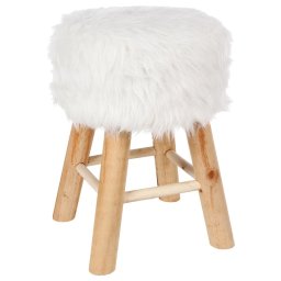 Taburet decorativ Atmosphera Oslo cu efect de blana alb, 42 cm