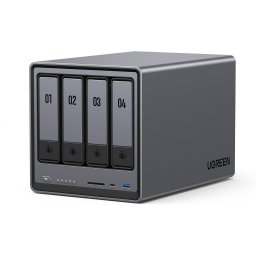 UGREEN Network Attached Storage DXP4800 cu procesor Intel N100 Quad-Core, 4-Bay, 8GB DDR5, HDMI 4K (Diskless), Gri