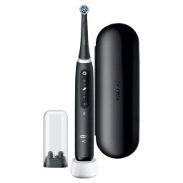 Periuta de dinti electrica Oral-B iO5 cu Tehnologie Magnetica si Micro-Vibratii, Inteligenta artificiala, Display conversational, Senzor de presiune Smart, 5 moduri, 1 capat, Trusa de calatorie, Negru
