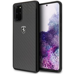 Husa Husa Plastic Ferrari Carbon Heritage pentru Samsung Galaxy S20 Plus G985 / Samsung Galaxy S20 Plus 5G G986, Neagra FEHCAHCS67BK