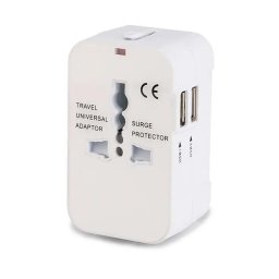 Adaptor Rețea pentru Priza 2 x USB, EU, UK, AUS, US - Techsuit (HHT202) - White