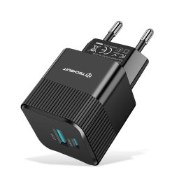 Incarcator retea TECHSUIT Tiny Series CHPD216, 1 x USB Type-C, 1 x USB, 25W, Black