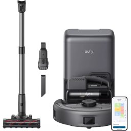 Aspirator robot EUFY 3-in-1 T2070G10, Rezervor apa 3l, 8.000 Pa, Negru
