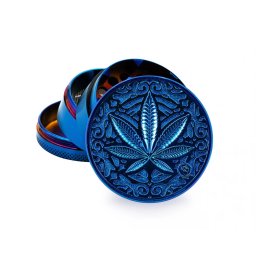 Fire-Flow Grinder Icy Blue Trance Leaf aluminiu 4 Parti Ø50mm albastru