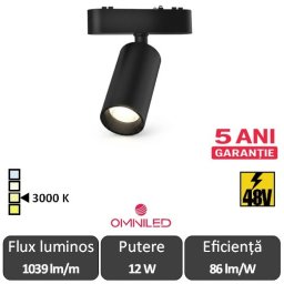 OMNILED SPOT Proiector șina magnetică ultra slim XT 12W 3000K Negru
