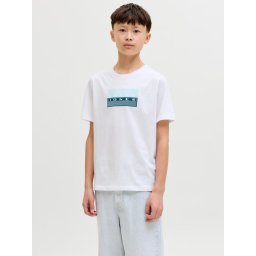 Jack & Jones Tricou baieti, Regular fit la baza gatului, Alb (SELECTATI MARIMEA: 152 cm)
