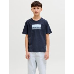 Jack & Jones Tricou baieti, Regular fit la baza gatului, Bleumarin inchis (SELECTATI MARIMEA: 164 cm)
