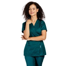 Halat medical kimono verde tuborg, cu elastan si doua buzunare aplicate