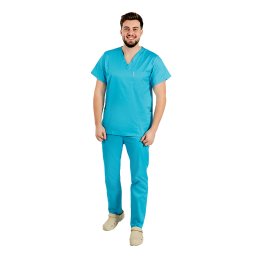 Costum medical barbati cu elastan culoare turcoaz