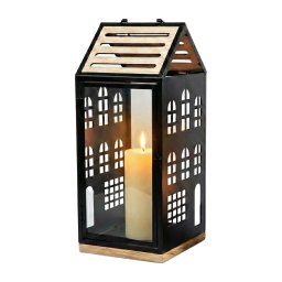 Felinar decorativ HOME, 47,5 cm, negru/bej