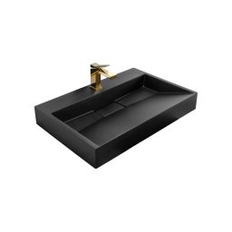 REA-U8802 - Lavoar pe blat GOYA 46 x 70 cm, conglomerat, negru mat