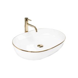 REA-U6211 - Lavoar pentru blat CLEO 41 x 60,5 cm, ceramică, alb/auriu