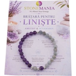 Bratara pentru LINISTE cu cristale naturale si Argint 925, 6mm