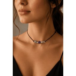 Colier reglabil Arhanghelul METATRON cu cristale naturale si Argint 925, 6mm