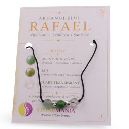 Colier reglabil Arhanghelul RAFAEL cu cristale naturale si Argint 925, 6mm