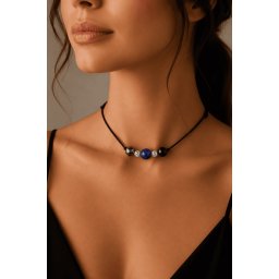 Colier reglabil Arhanghelul MIHAIL cu cristale naturale si Argint 925, 6mm