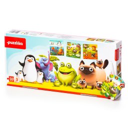 Puzzle pentru copii 3in1, 3 ani+, puzzlika - animalutele preferate