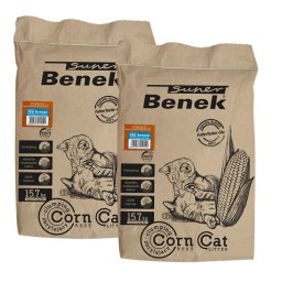 BENEK Super Corn Cat Asternut igienic pentru litiera, din porumb, briza marii 25 l x 2 (50 l)
