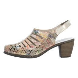 Pantofi dama, Rieker, 40959-90-Multicolor, casual, piele naturala, perforati, cu toc, multicolor (Marime: 40)