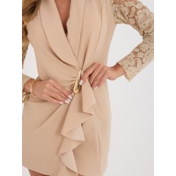 Rochie elegantă bej cu draperie