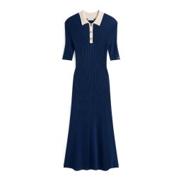 TOMMY HILFIGER Rochie tricotat ecru / bleumarin