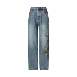 Ed Hardy Jeans 'Crawling Dragon' albastru denim / verde