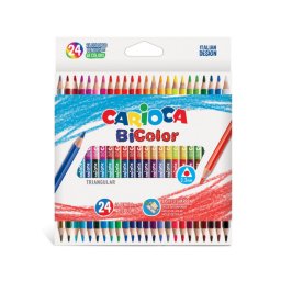 Articole pentru scoala Creioane colorate CARIOCA BiColor, triunghiulare, bicolore, 24culori/cutie