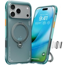 Husa Torras Ostand Q3 Air glacier sprint - Husă telefon - compatibil cu Apple iPhone 17 Pro Max - Kickstand / Suport