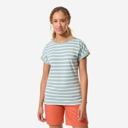 Tricou navigație Sailing 100 Kaki Alb Damă