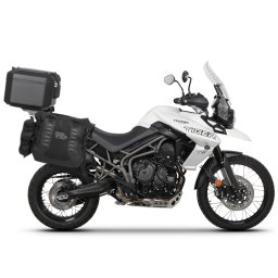 Set complet de genti laterale adventure SHAD TERRA TR40 si topcase din aluminiu SHAD TERRA BLACK 48L, incluzand kitul de montaj SHAD TRIUMPH Tiger 800