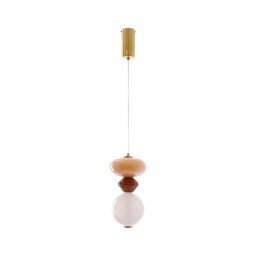 Lustră LED suspendată pe cablu FLORES, 10W, 230V, auriu/portocaliu/maro