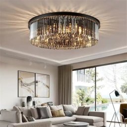 Candelabru Blaze din cristal K9, negru, 6xE14, pentru living si dormitor