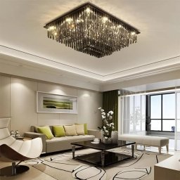Lustra LED din cristal Xanthi, argintie, dimabila, pentru living si dormitor