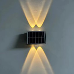 Aplica LED exterior Solaris cu panou solar, 4 surse, lumina calda, negru