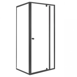 Cabina de dus de colt asimetrica Leziter Flexi 80x90 cm, negru, fara tava