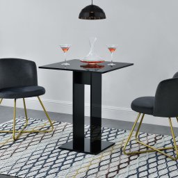 Masa de bucatarie Lindesnes 65x65x78 cm negru lucios [en.casa]