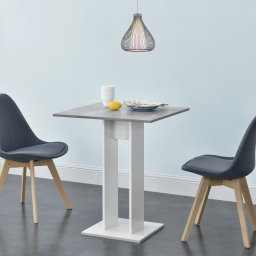 Masa de bucatarie Lindesnes 65x65x78 cm alba cu blat aspect beton