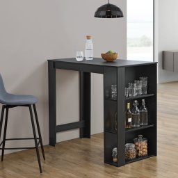 Masa de bar Danderyd 120x60x105,5 cm cu 3 rafturi, negru
