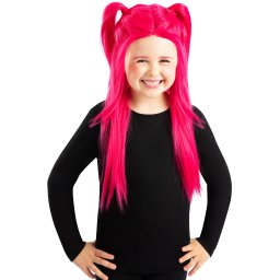 Peruca pentru copii Mira K-Pop Demon Hunters, roz intens, cu 2 codite