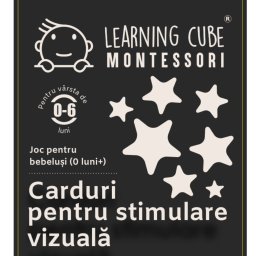 Carduri Montessori alb-negru pentru stimulare vizuala bebelusi 0-6 luni