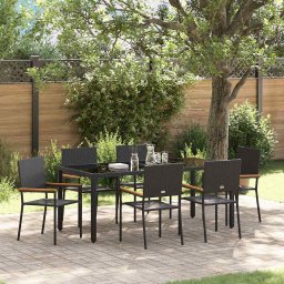 Set de masa pentru gradina 7 pcs Negru poliratan GartenMobel Dekor