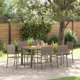 Set de masa pentru gradina 7 pcs Gri poliratan GartenMobel Dekor