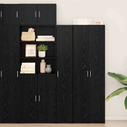 Bufet 2 pcs Stejar Negru 30 x 42,5 x 185 cm GartenMobel Dekor
