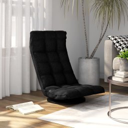 Scaun de podea pivotant, negru, material textil GartenMobel Dekor
