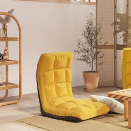 Scaun de podea pliabil, galben mustar, material textil GartenMobel Dekor