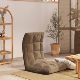 Scaun de podea pliabil, gri taupe, material textil GartenMobel Dekor