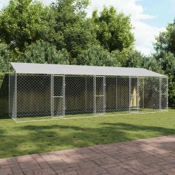 Cusca pentru caini cu acoperis Argintiu 800 x 200 x 256 cm GartenMobel Dekor