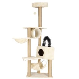 Ansamblu de joaca pentru pisici cu sisal, hamac si ascunzatoare, 154 cm, crem