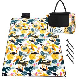 Patura de picnic si plaja 200x200 cm, izolatoare, cu maner, model tropical